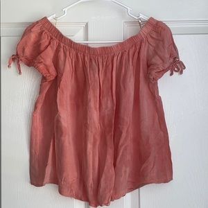 over the shoulder pink top